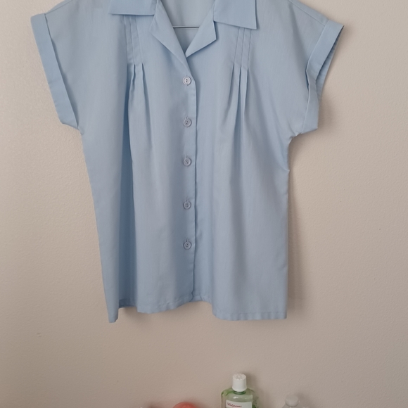 Blair Vintage Baby Blue Short Sleeve Top Women Size 12 - Picture 7 of 7